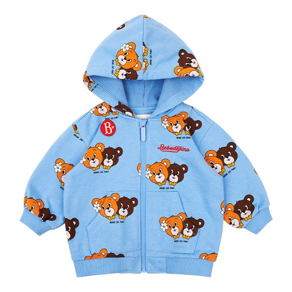 BEBE DE PINO All over honey bear baby hooded zip up jacket