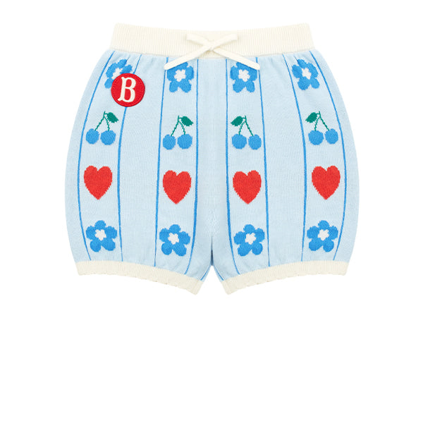 BEBE DE PINO All over cherry flower baby jacquard sweater short pants