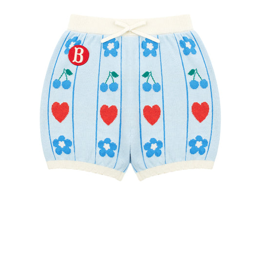 BEBE DE PINO All over cherry flower baby jacquard sweater short pants