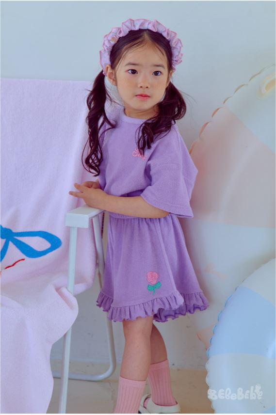 BEBEBEBE SUMMER cream rose terry set