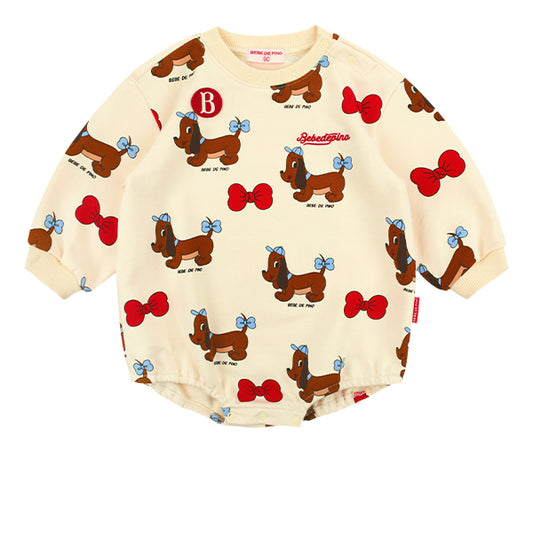 BEBE DE PINO 	All over grand dachund baby bodysuit