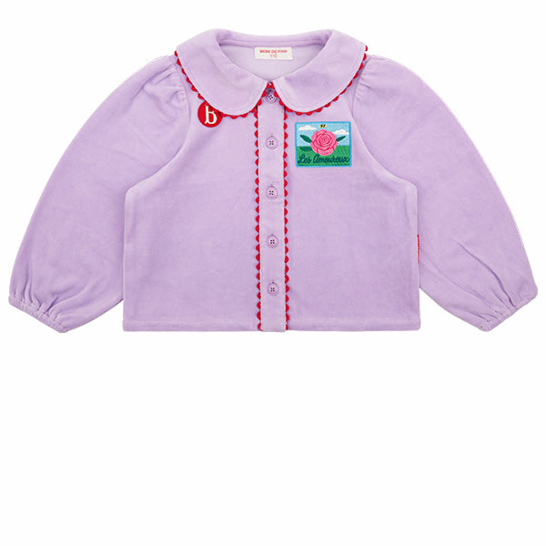 BEBE DE PINO Rose velour collar blouse