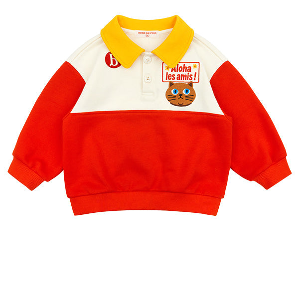 BEBE DE PINO Aloha cat baby color block sweatshirt