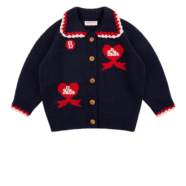 BEBE DE PINO Bebedepino heart scallop collar sweater cardigan