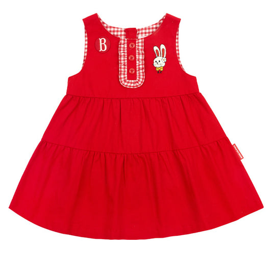 BEBE DE PINO Ribbon bunny baby check frill dress
