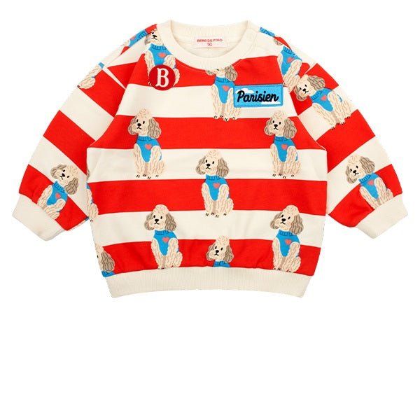 BEBE DE PINO All over poodle baby stripe sweatshirt