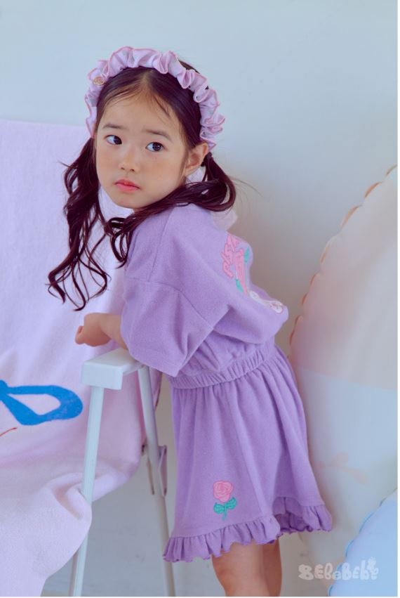 BEBEBEBE SUMMER cream rose terry set