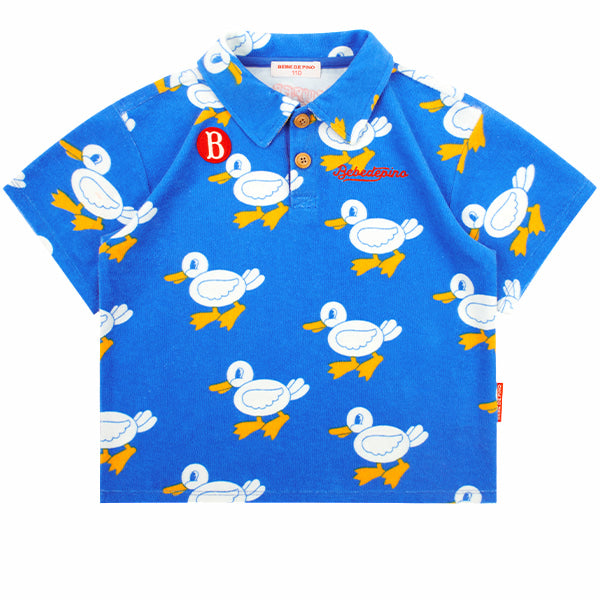 BEBE DE PINO All over groovy duck terry collar tee