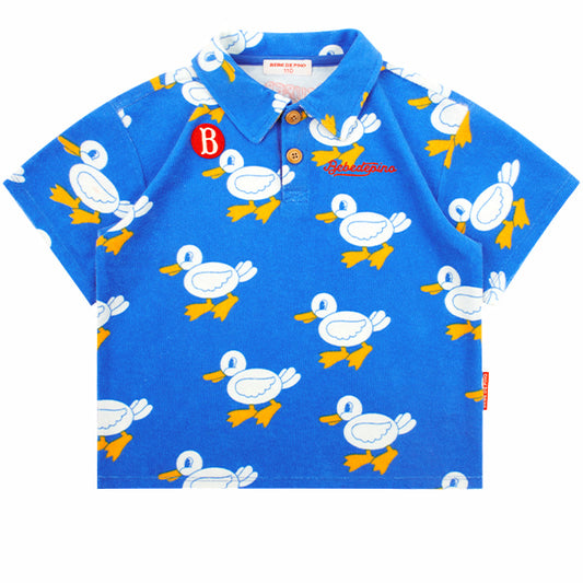 BEBE DE PINO All over groovy duck terry collar tee