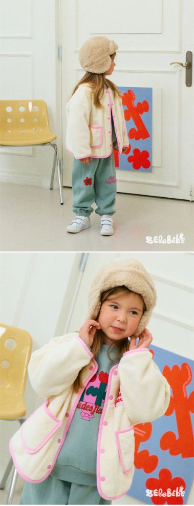 BEBEBEBE HOLIDAY Flower fleece jumper (IVORY)