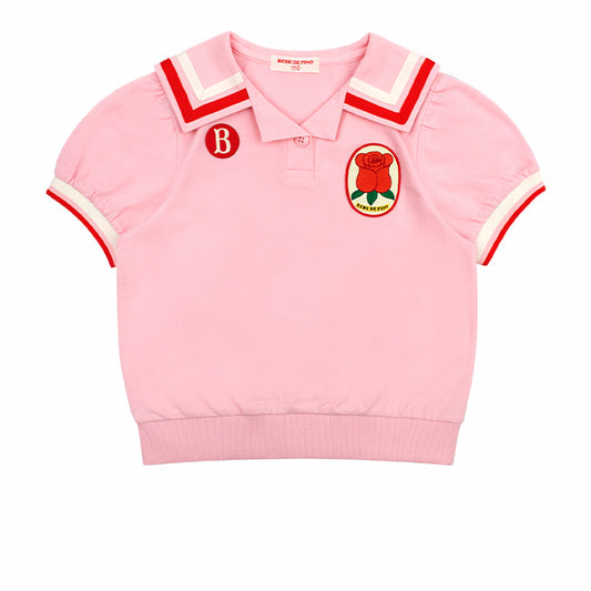 BEBE DE PINO Rose pique sailor collar tee