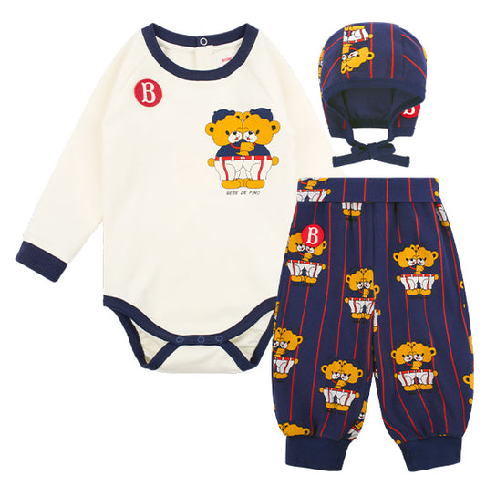 BEBE DE PINO All over twin bears baby suit set