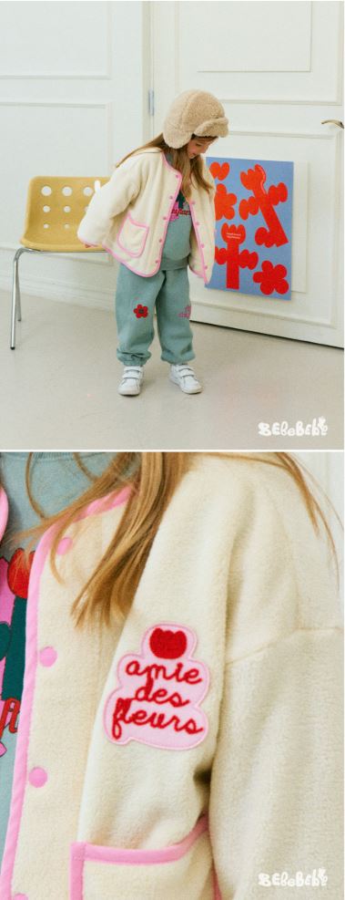 BEBEBEBE HOLIDAY Flower fleece jumper (IVORY)