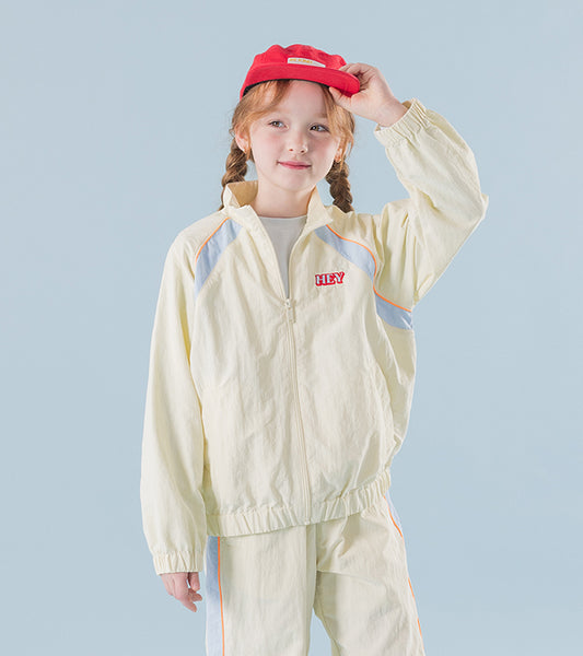 I LOVE J Color-blocked windbreaker jacket