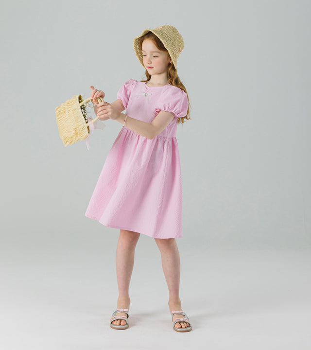 I LOVE J sharad back ribbon seersucker dress