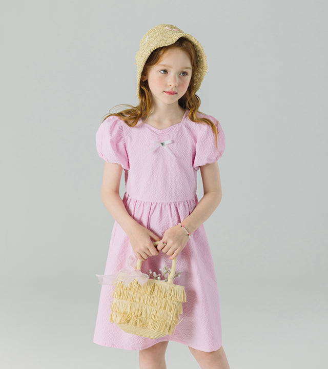 I LOVE J sharad back ribbon seersucker dress
