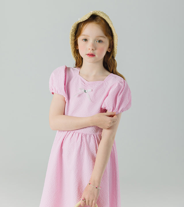 I LOVE J sharad back ribbon seersucker dress