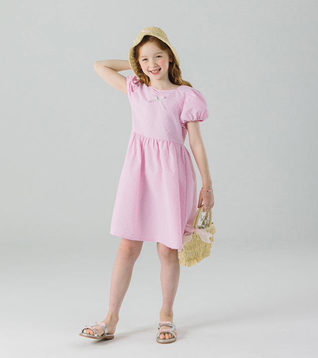 I LOVE J sharad back ribbon seersucker dress