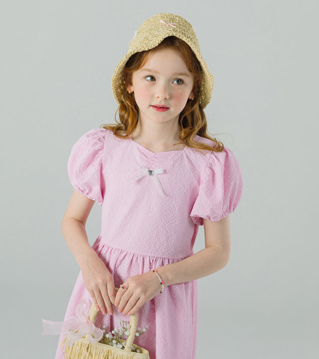 I LOVE J sharad back ribbon seersucker dress