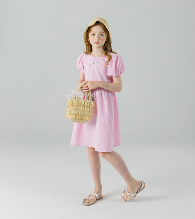 I LOVE J sharad back ribbon seersucker dress