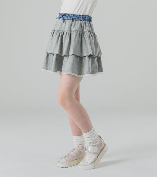 I LOVE J tears check skirt