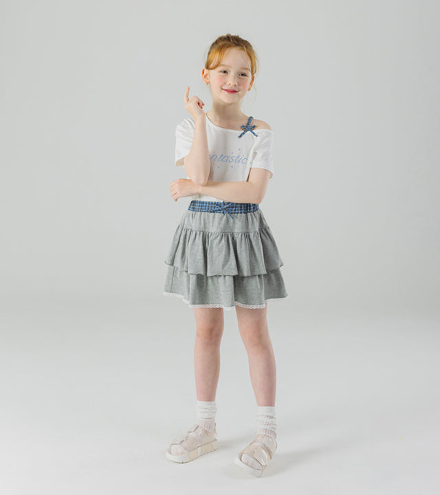 I LOVE J tears check skirt