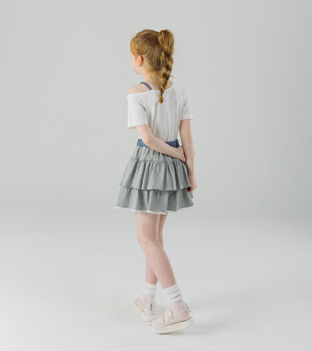 I LOVE J tears check skirt