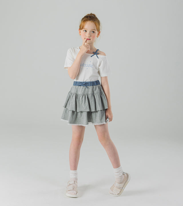 I LOVE J tears unbalance crop top