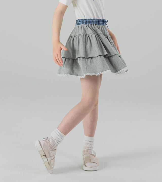 I LOVE J tears check skirt