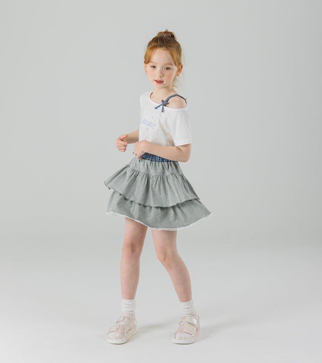 I LOVE J tears check skirt