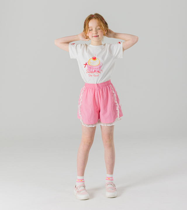I LOVE J sweet dessert ribbon flutter sleeve top