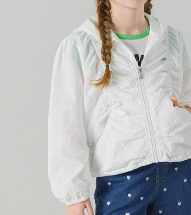 I LOVE J kirit shirred windbreaker