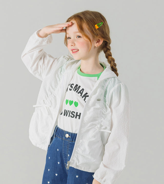 I LOVE J kirit shirred windbreaker