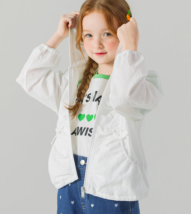 I LOVE J kirit shirred windbreaker