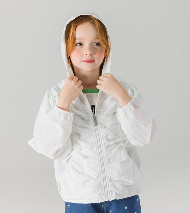 I LOVE J kirit shirred windbreaker
