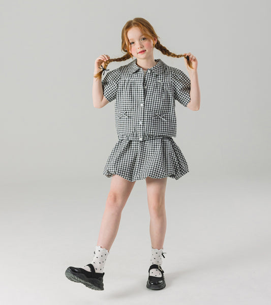 I LOVE J tesper check skirt set