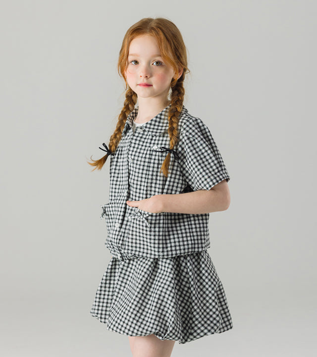 I LOVE J tesper check skirt set