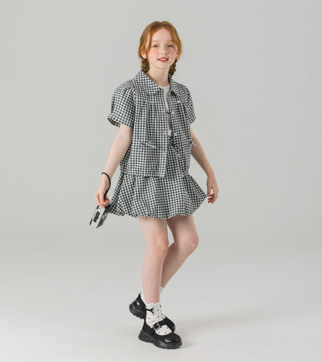I LOVE J tesper check skirt set