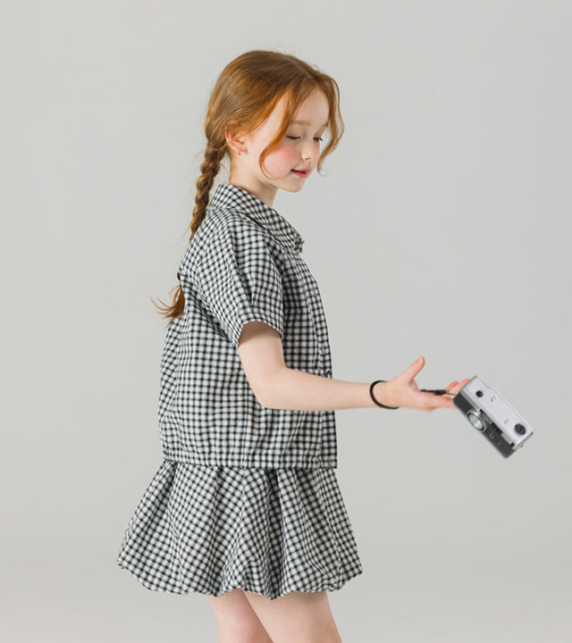 I LOVE J tesper check skirt set
