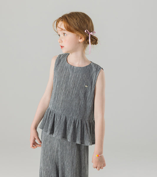 I LOVE J jude pleated sleeveless top (Grey)