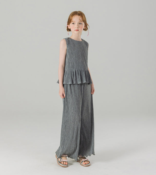 I LOVE J jude pleated sleeveless top (Grey)