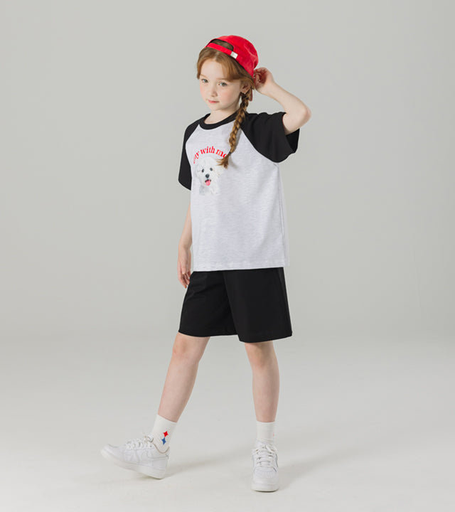 I LOVE J stay dog color-block 2pc set