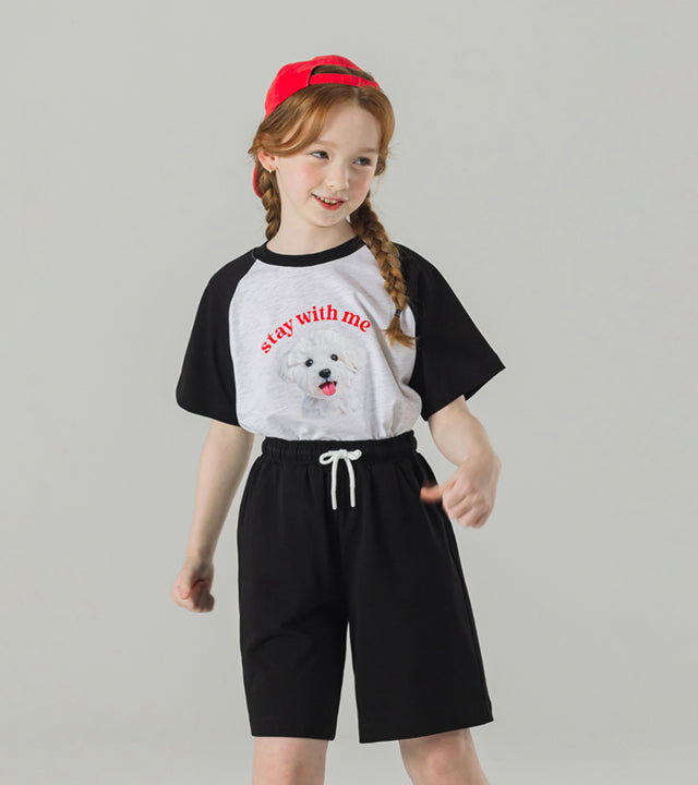 I LOVE J stay dog color-block 2pc set