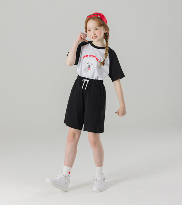 I LOVE J stay dog color-block 2pc set