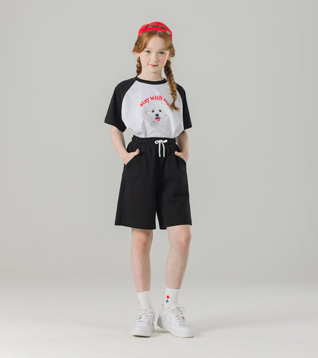 I LOVE J stay dog color-block 2pc set