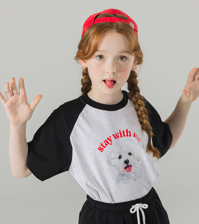 I LOVE J stay dog color-block 2pc set