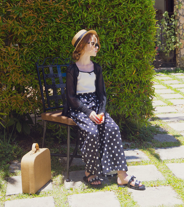 I LOVE J coterry pattern frill pants