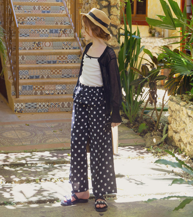 I LOVE J coterry pattern frill pants