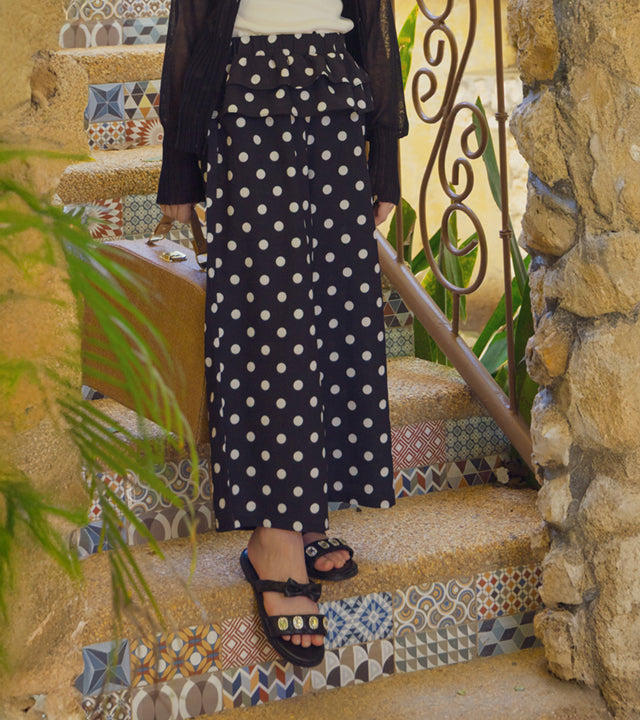 I LOVE J coterry pattern frill pants