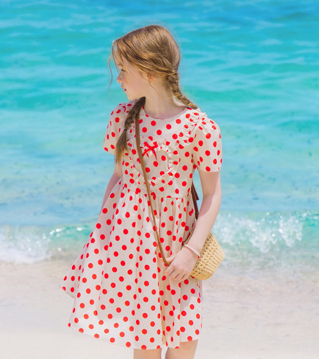 I LOVE J tora polka dot ribbon dress